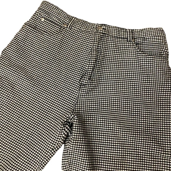 Vintage Stirrup Gingham Check Tapered Leg Jeans Pant High Rise waist Black 16 - Picture 3 of 6